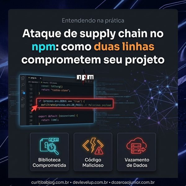 Ataque de supply chain no npm: como duas linhas comprometem seu projeto