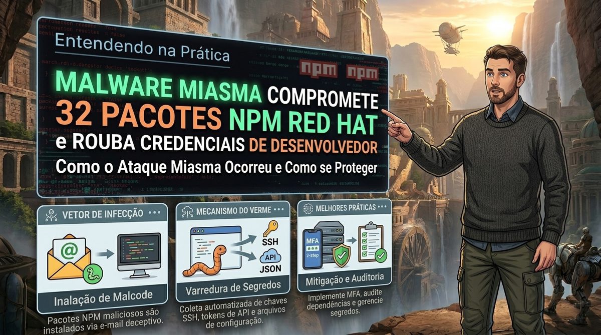 Malware Miasma compromete 32 pacotes npm da Red Hat e rouba credenciais de desenvolvedores