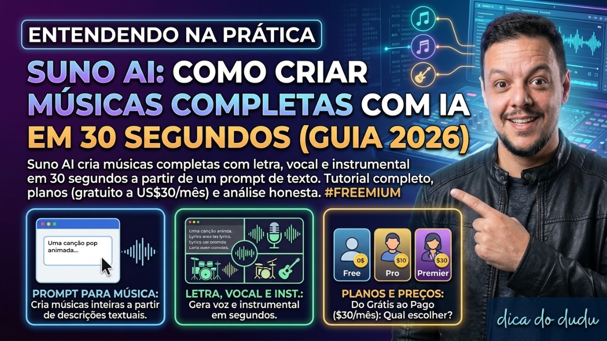 Suno AI: Como Criar Músicas Completas com IA em 30 Segundos (Guia 2026)